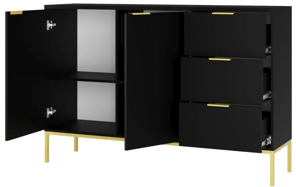 Komoda Austin 150 cm čierna/zlatá