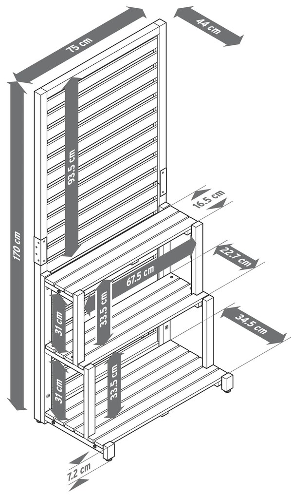 Zástenový regálový modul »Elin«
