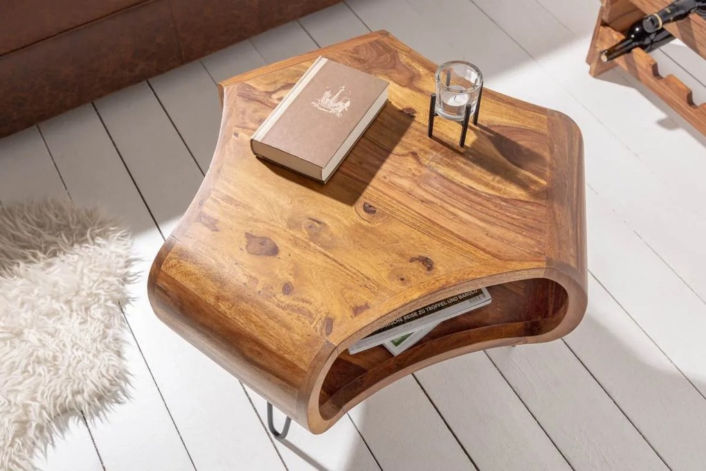 Dizajnový konferenčný stolík Lorelei, 70 cm, sheesham