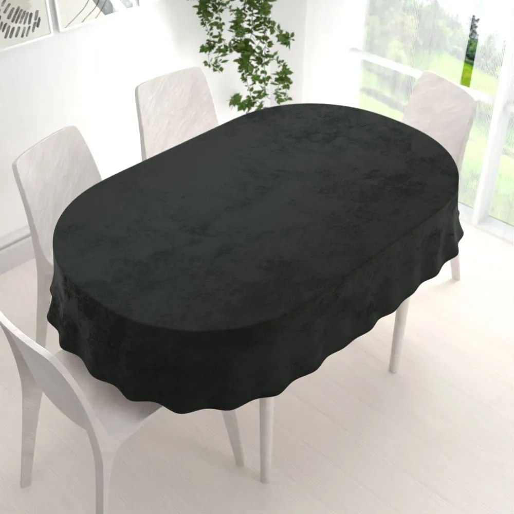 Biante Veľký zamatový oválny obrus Velvet Premium SVP-014 Čiernozelený 180x220 cm