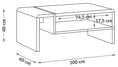 Konferenčný stolík FRED antracit/dub artisan