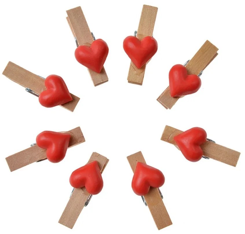 Set 8ks malý drevený kolíček so srdiečkom - 1*2*3 cm