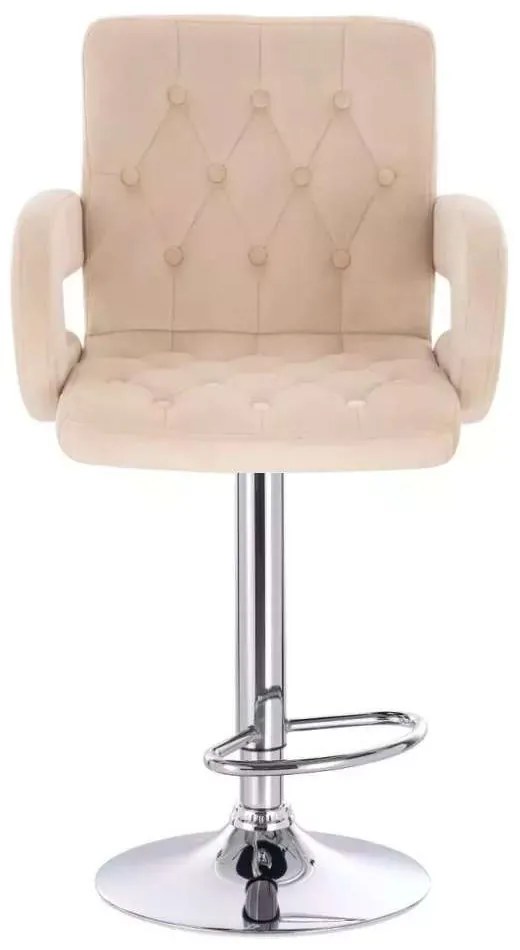 LuxuryForm DESIGN Barová stolička BOSTON VELUR na striebornom tanieri - krémová
