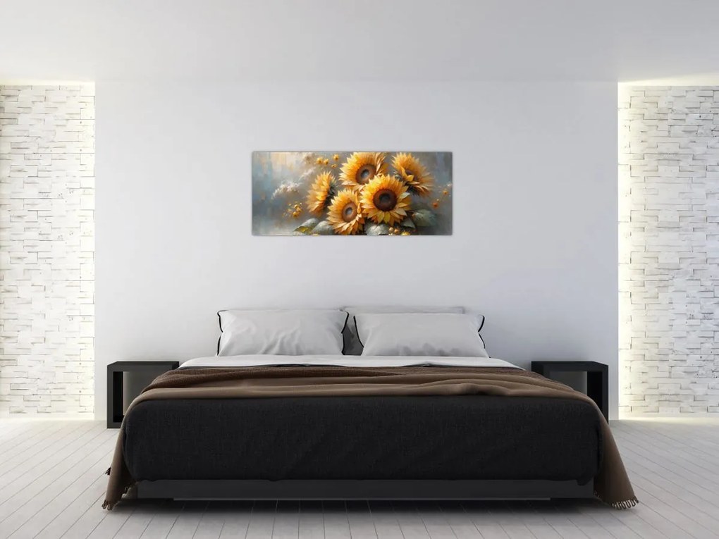 Obraz - Maľba slnečníc (120x50 cm)
