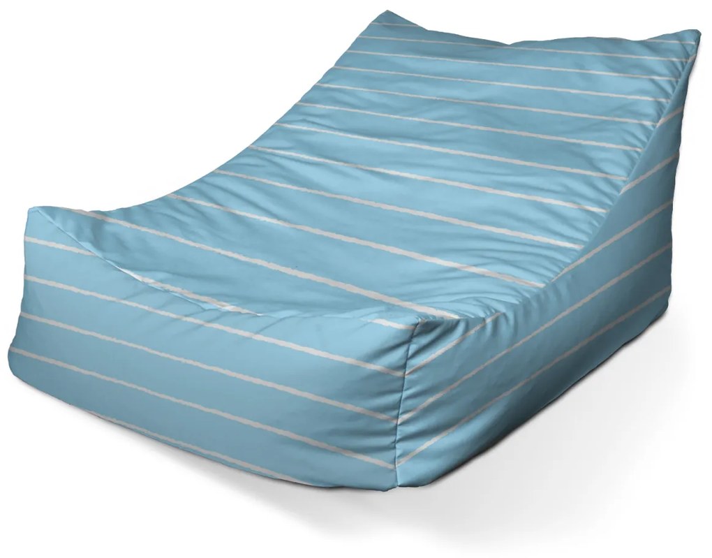 Sablio Sedací vak Lounge Biele linky na modrej - 80 x 95 x 50 cm
