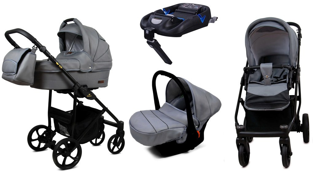 Detský kočík 4v1 BabyLux AIR ALU Steel+isofix základňa