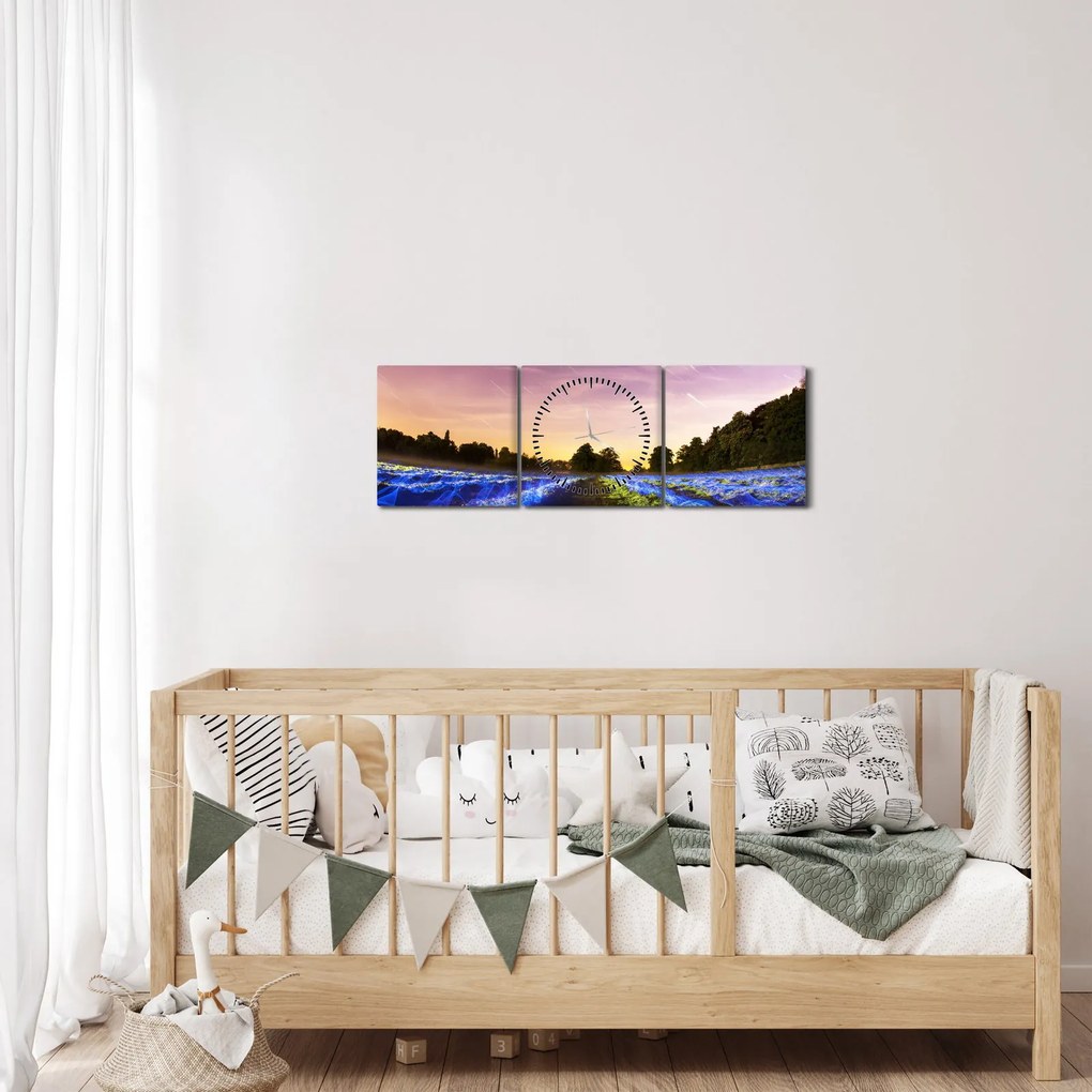 Obraz farebného poľa (s hodinami) (90x30 cm)