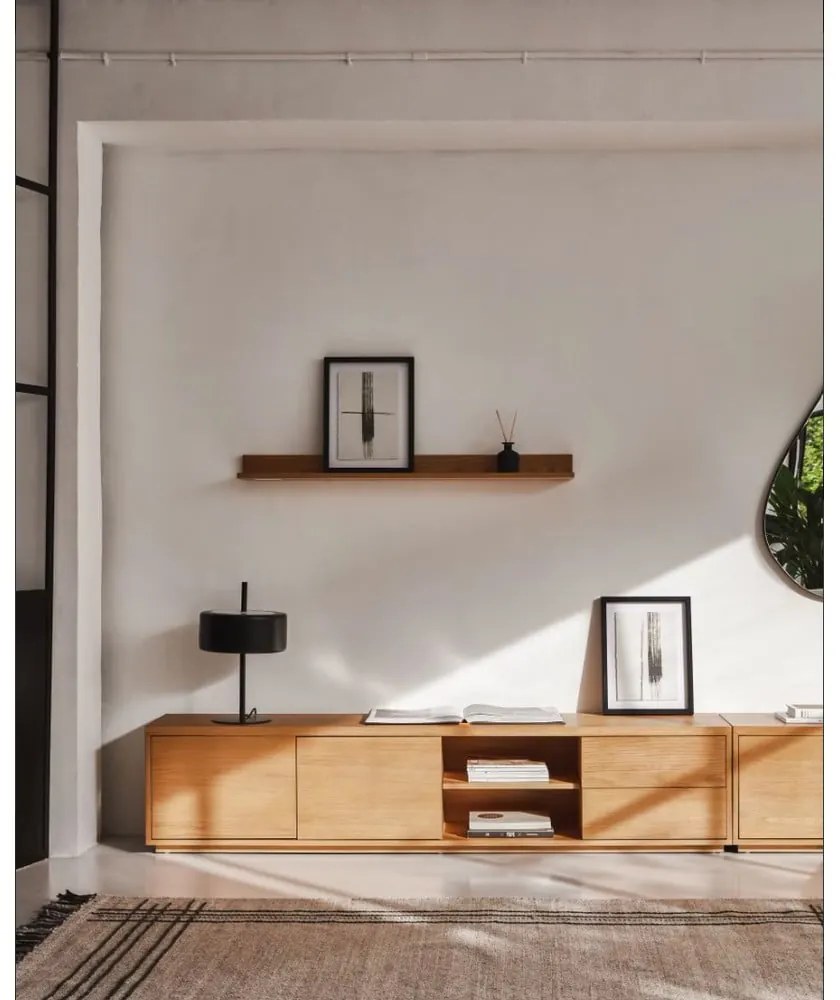 TV stolík v dekore duba v prírodnej farbe 200x44 cm Abilen - Kave Home