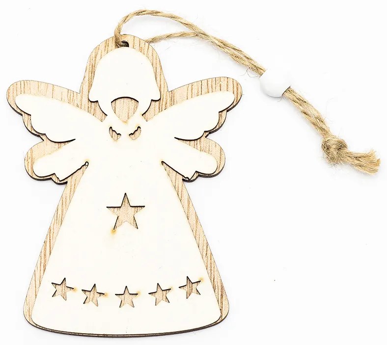 DECOLED Závesná drevená dekorácia anjel 10 × 7,5 cm