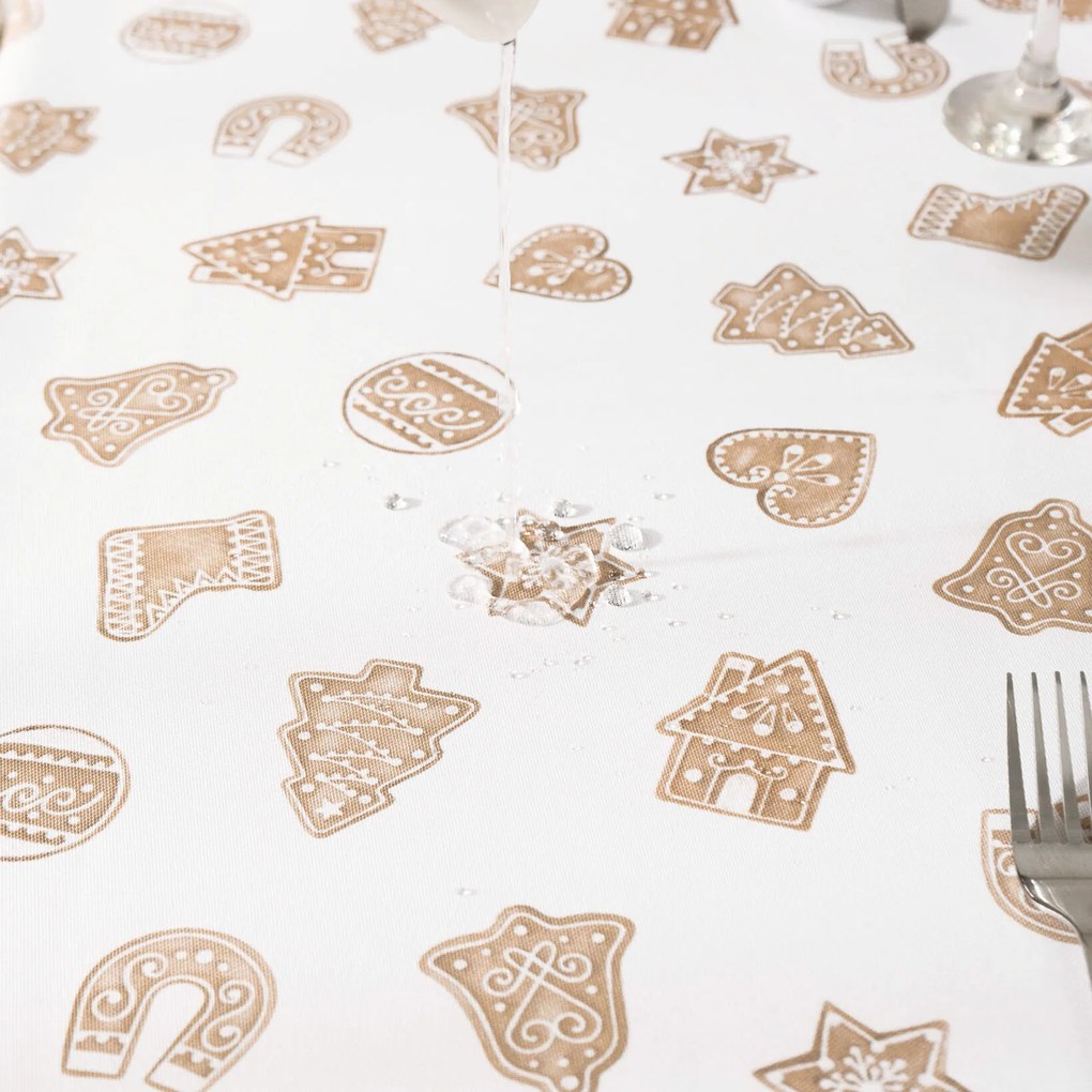 Goldea vianočný hranatý teflónový obrus - perníčky 120 x 180 cm
