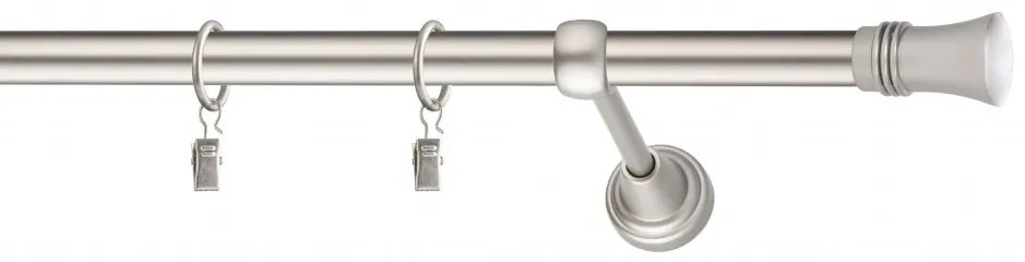 Dekorstudio Chrómová matná jednoradová garniža CAPRI 19mm Dĺžka: 120cm, Typ uchytenia: Držiak modern, Typ príslušenstva: Krúžky tiché so štipcami