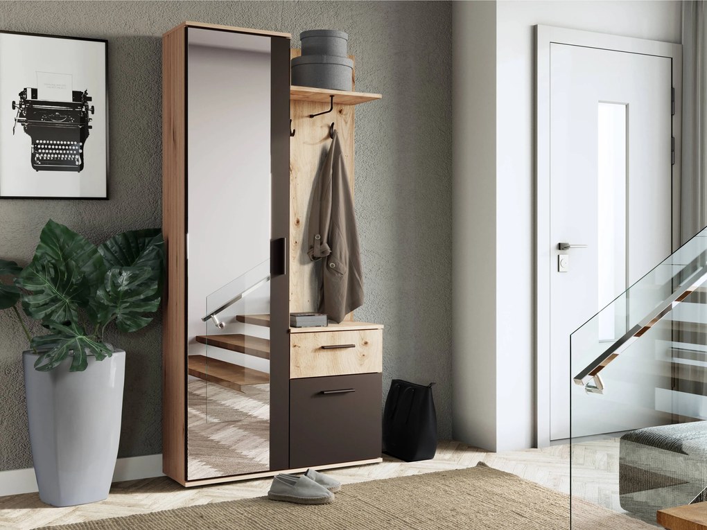 Predsieň Luxor (dub artisan + čierna). Akcia -22%. Vlastná spoľahlivá doprava až k Vám domov. 1055381