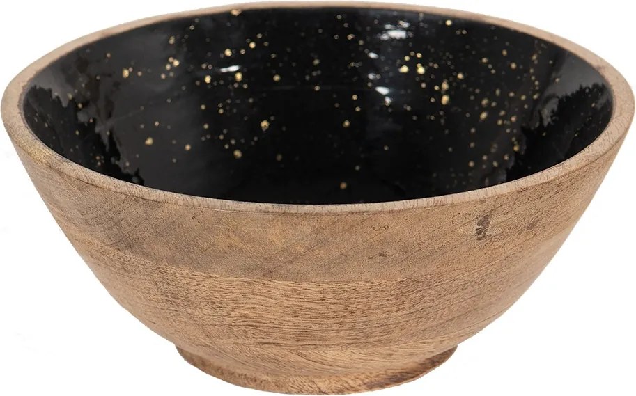 Drevená servírovacia misa s čiernym vnútrom - Ø 25*10 cm