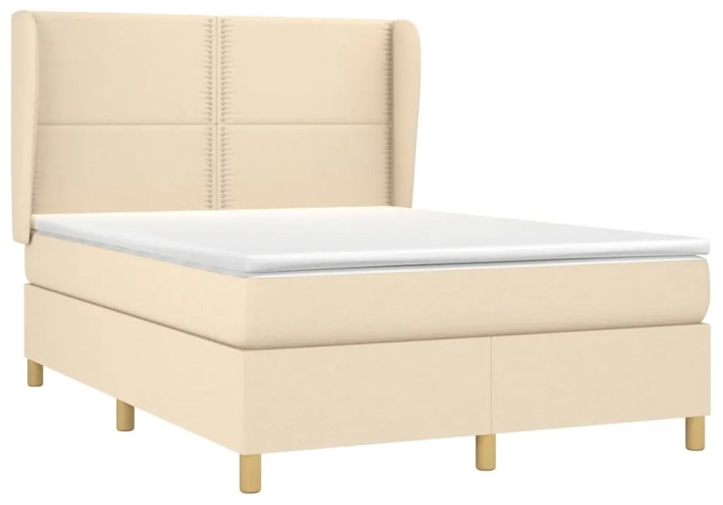 Posteľný rám boxspring s matracom krémový 140x200 cm látka
