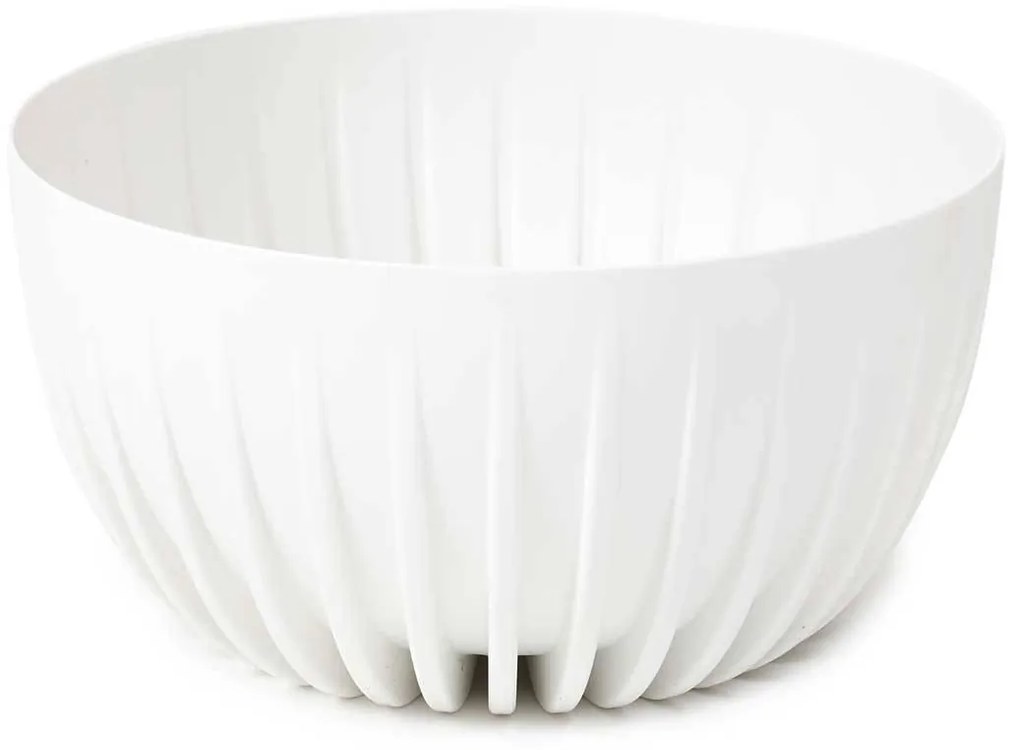 PLASTOVÝ KVETINÁČ STRIPPED ECO SADA 2KS 16X30 CM+15X24 CM BIELA