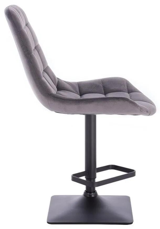 LuxuryForm Barová stolička PARIS VELUR na čierne podstave - šedá