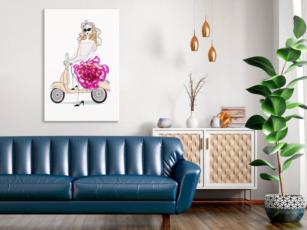 Artgeist Obraz - Girl on a Scooter (1 Part) Vertical Veľkosť: 60x90, Verzia: Premium Print