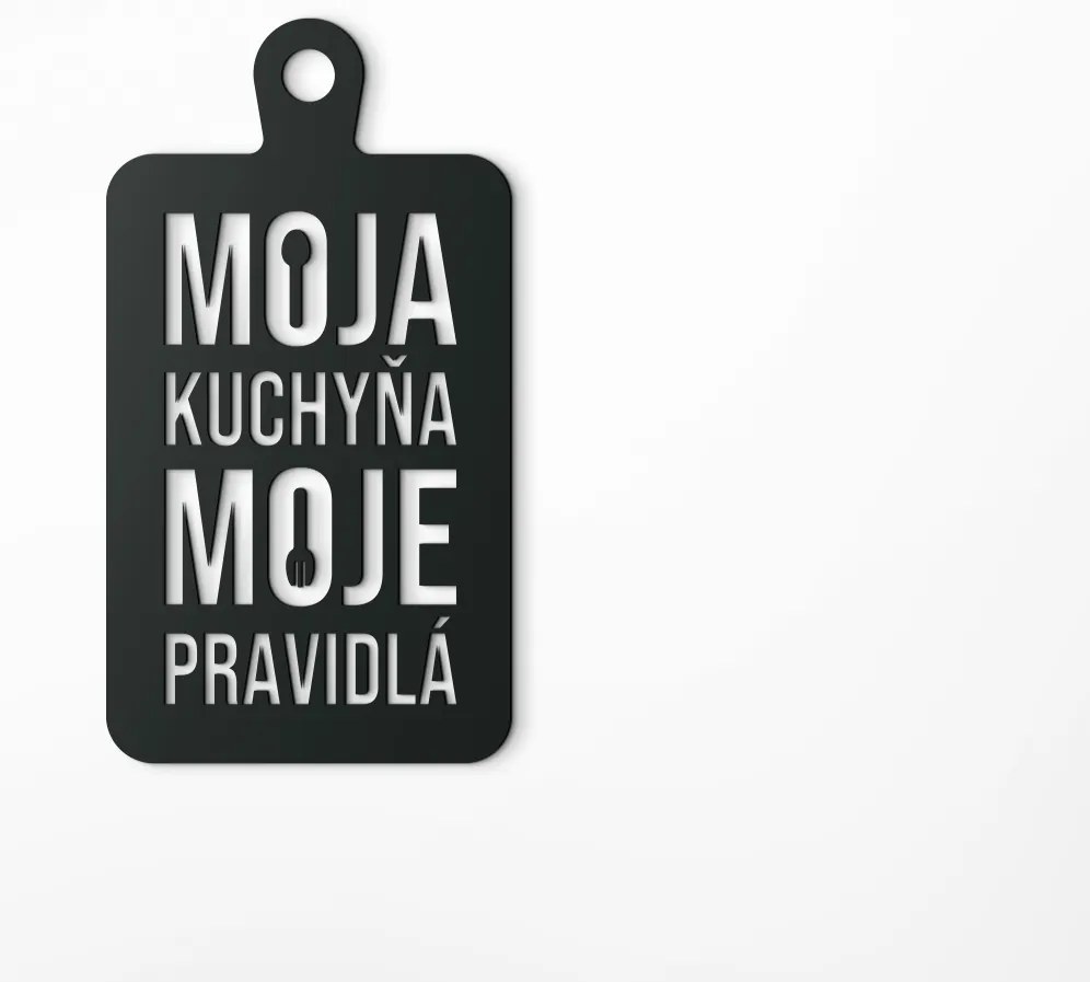 drevko Drevený obraz do kuchyne Moja kuchyňa moje pravidlá Rozmer obrazu: 50 x 27 cm, Farba dekorácie: Čierna