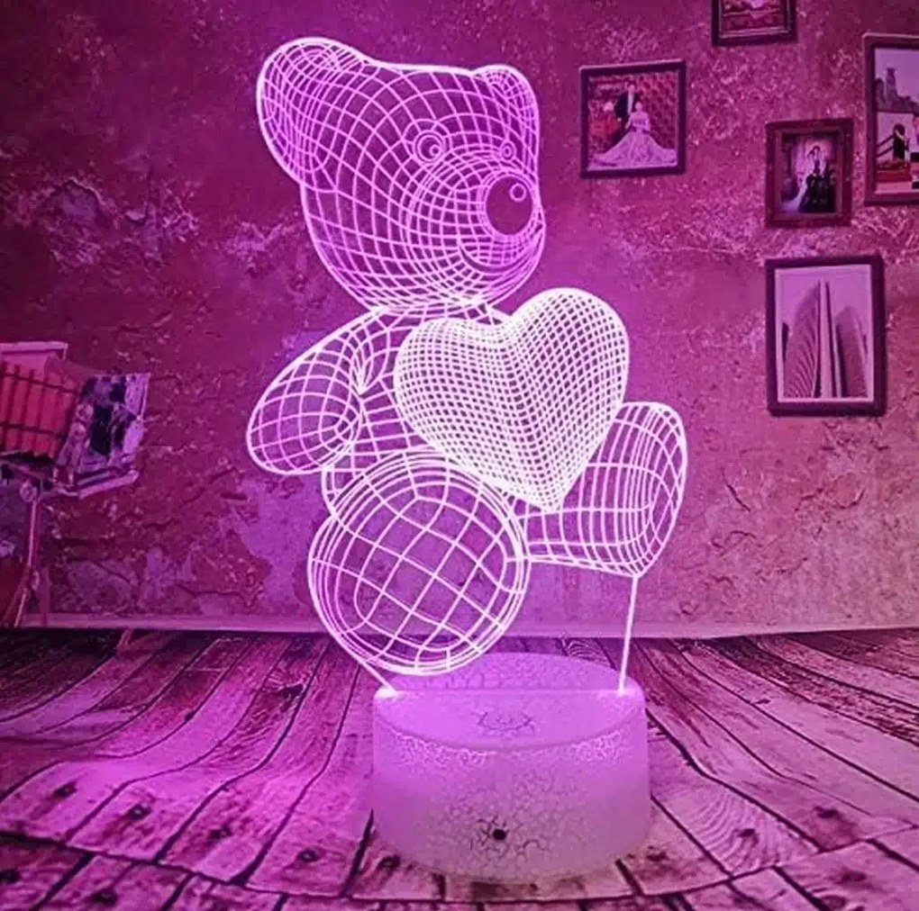 3Dmix 3DL-BSC062 – 3D LED nočná lampa - Medvedík so srdcom