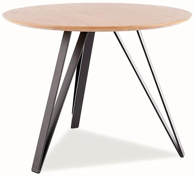 Jedálenský stôl Tetis, priemer 100 cm, dub / čierna