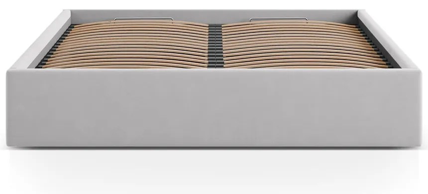 Svetlosivá čalúnená dvojlôžková posteľ s úložným priestorom/bez čela s roštom 140x200 cm Susan – Micadoni