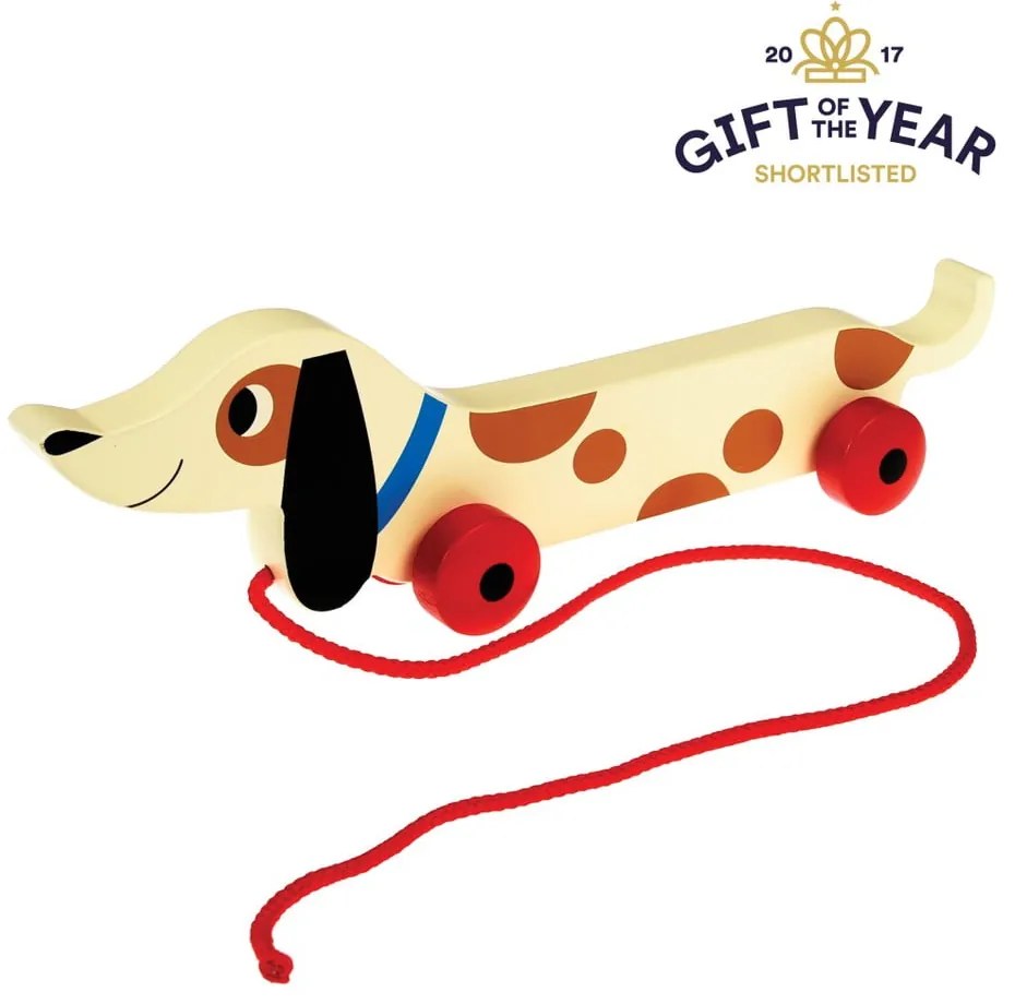 Drevený ťahací jazvečík Rex London Charlie The Sausage Dog, dĺžka 31,5 cm