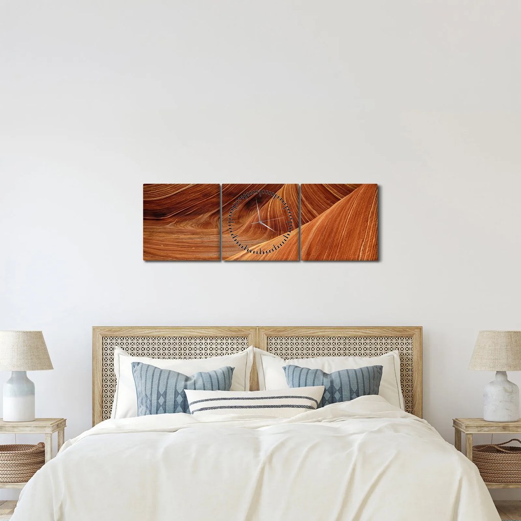 Obraz - Červený piesok (s hodinami) (90x30 cm)