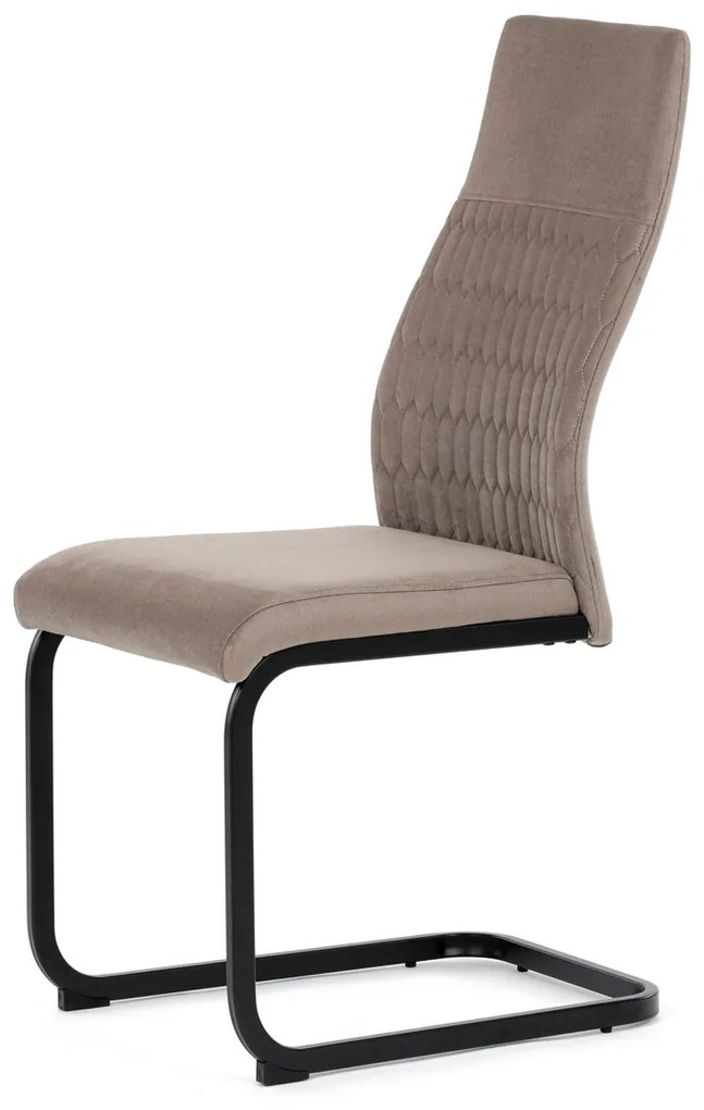 Autronic - Židle jídelní, cappucino látka, černý kov - DCL-X7018 CAP2 AKCE