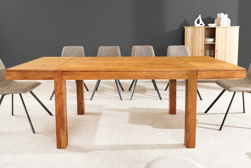 Rozkladací jedálenský stôl 120‑200 cm akáciové medové prírodné drevo