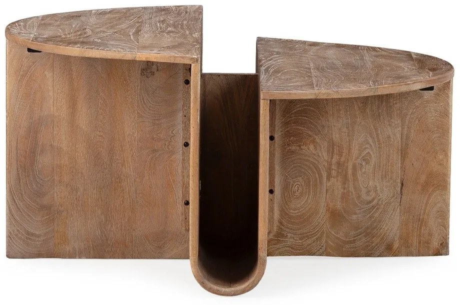 Tmavo prírodný okrúhly konferenčný stolík z mangového dreva ø 80 cm Divya – MOME