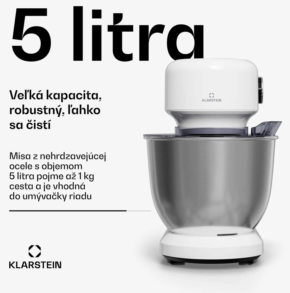 Klarstein Bella Evo kuchynský robot | planetárny miešací systém | 3 nástavce na mixovanie | 1500 W | 5 l