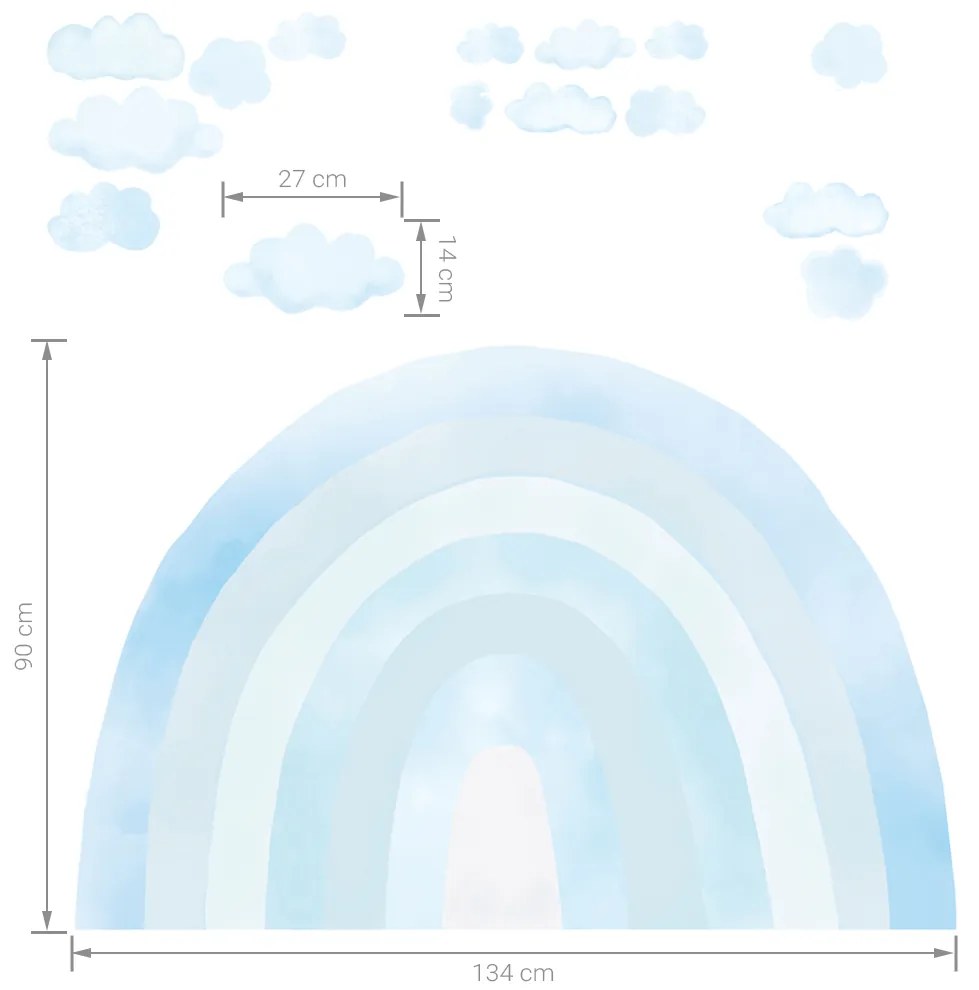 Samolepka na stenu DUHA modrá