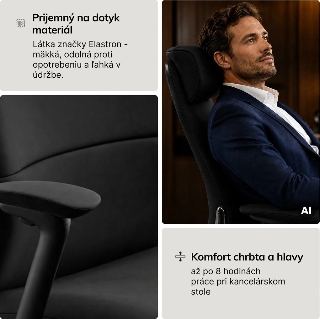 Kreslo kancelárske čalúnené riaditeľské čierne: COMMAND