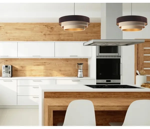 Luster na lanku TRINITI 1xE27/60W/230V hnedá/béžová/zlatá