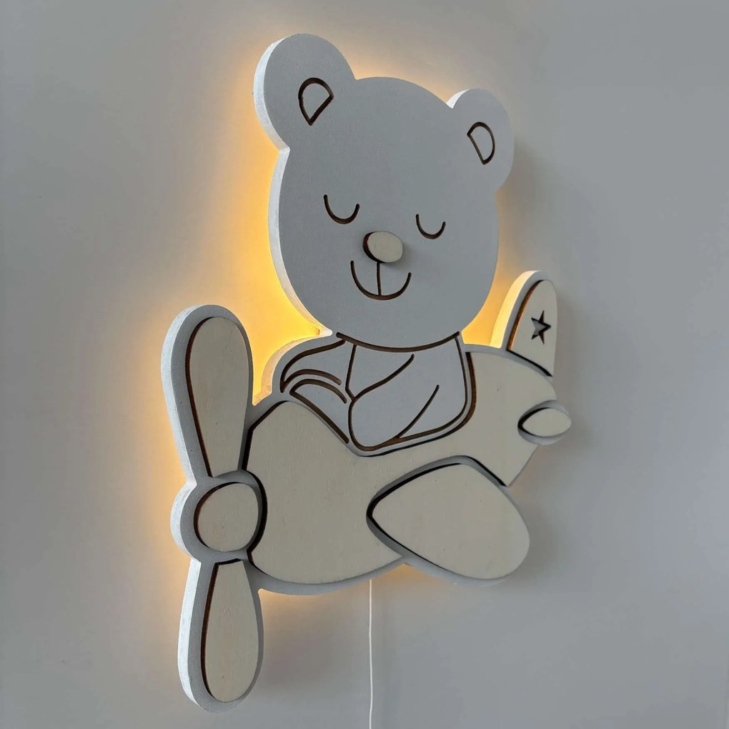 SENTOP | LED lampa Medveď v lietadle – Detské nočné svetlo na stenu | SENTOP LED0592