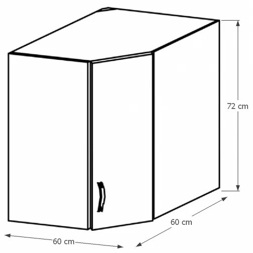 Horná rohová kuchynská skrinka Sicilia G60N - biela / sosna Andersen