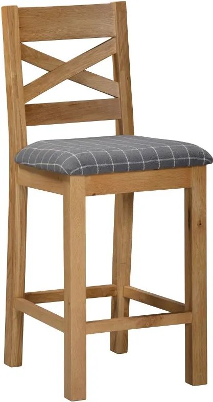 Barová stolička z masívu s textilným sedákom, 47x58x108 cm