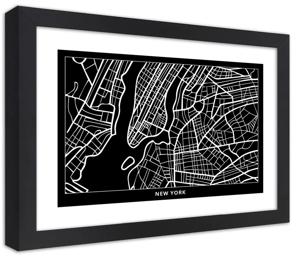 Gario Plagát City plan New York Farba rámu: Bez rámu, Rozmery: 90 x 60 cm