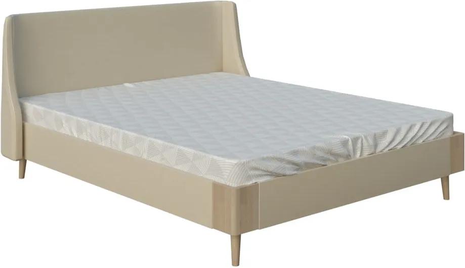 Béžová dvojlôžková posteľ PreSpánok Lagom Side Soft, 160 x 200 cm