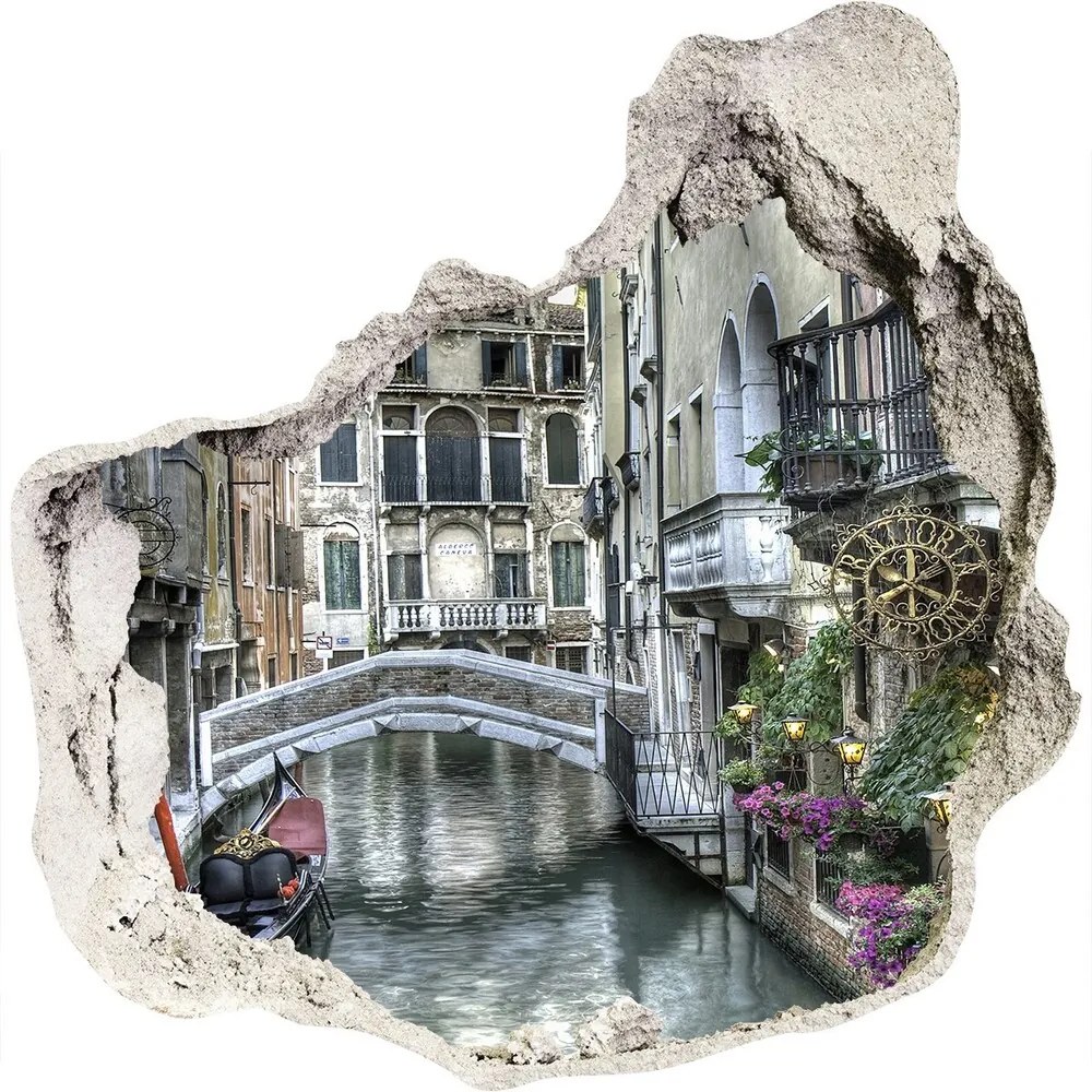 Fototapeta diera na stenu 3D Benátky Taliansko WallHole-75x75-piask-15943552
