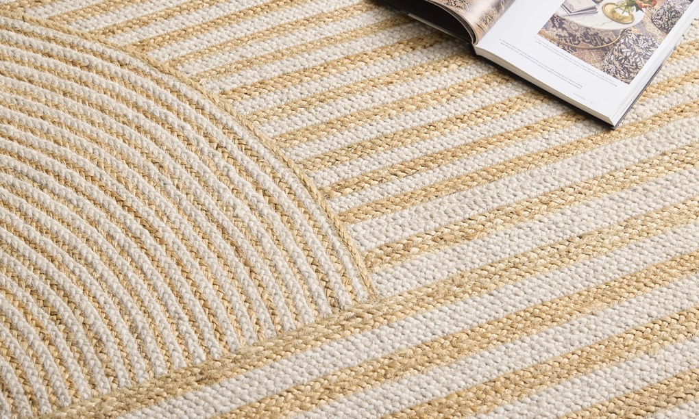 Ručne viazaný kusový koberec Elka J-52 Natural, 200x290, béžová, chodba / predsieň, Diamond Carpets India