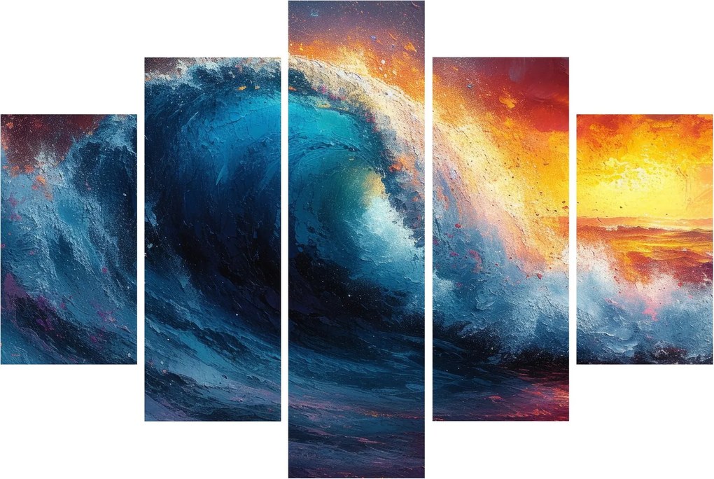Obraz - Vlna v západu slnka (150x105 cm)