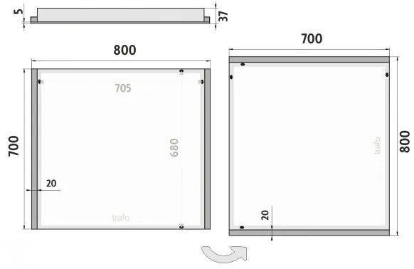 NIMCO ZP 11003 - LED Kúpeľňové podsvietené zrkadlo 6500K 70x80 cm IP44