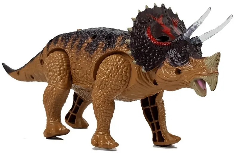 LEAN TOYS Dinosaurus na batérie Triceratops hnedý