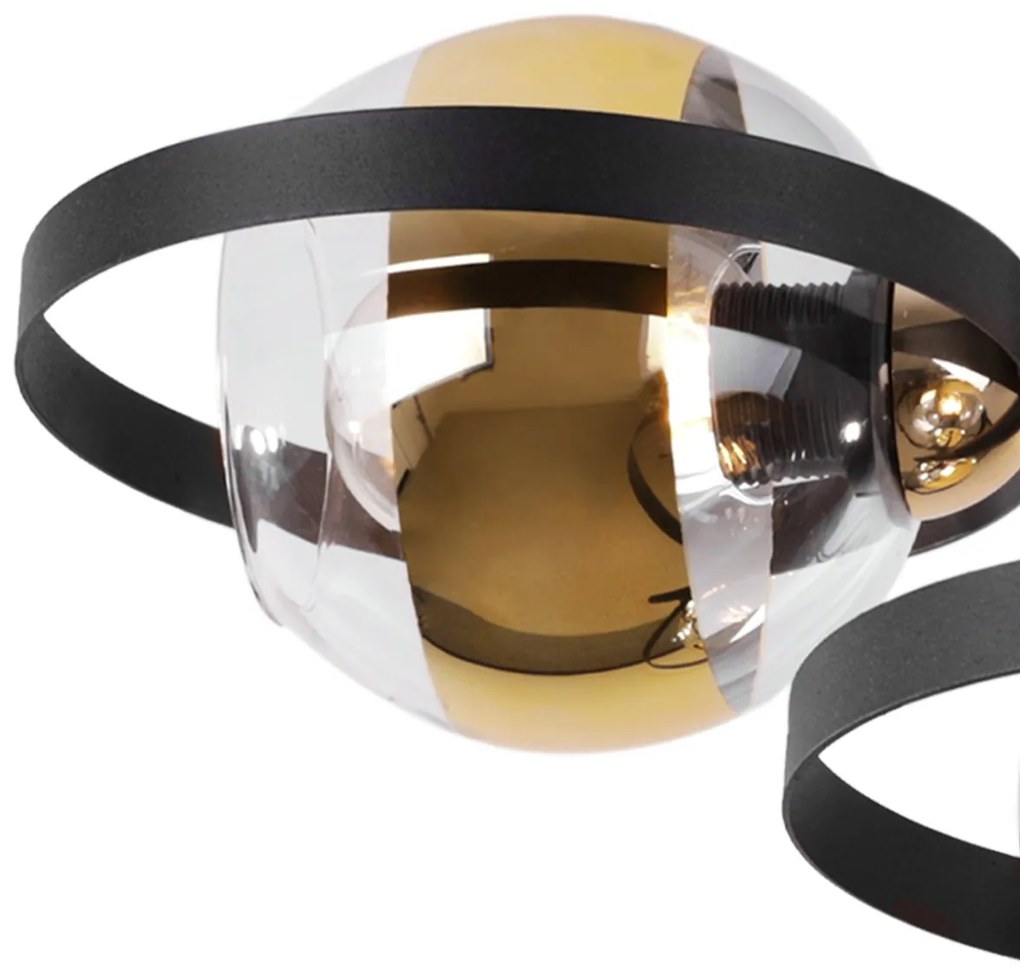 Stropné svietidlo Asturia Ring, 3x zlaté/transparentné sklenené tienidlo, B/G