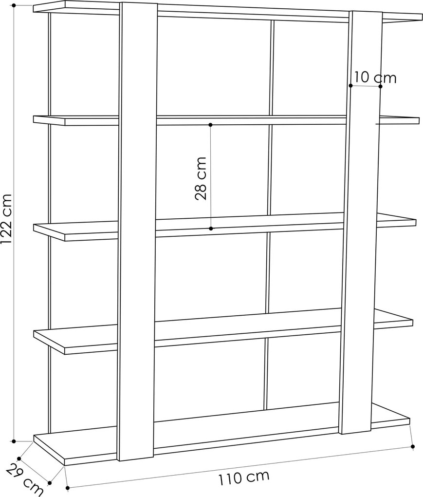 Moderná knižnica Houseland Tita dub prírodný