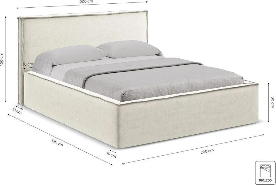 Zelená čalúnená dvojlôžková posteľ s úložným priestorom s roštom 180x200 cm Anani – Makamii