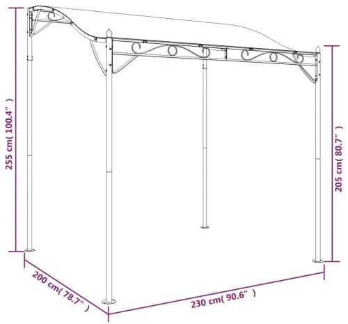 vidaXL Strieška antracitová 2x2,3 m 180 g/m² látka a oceľ-