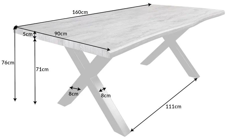 Dizajnový jedálenský stôl Kaniesa 160 cm sivý - vzor divý dub