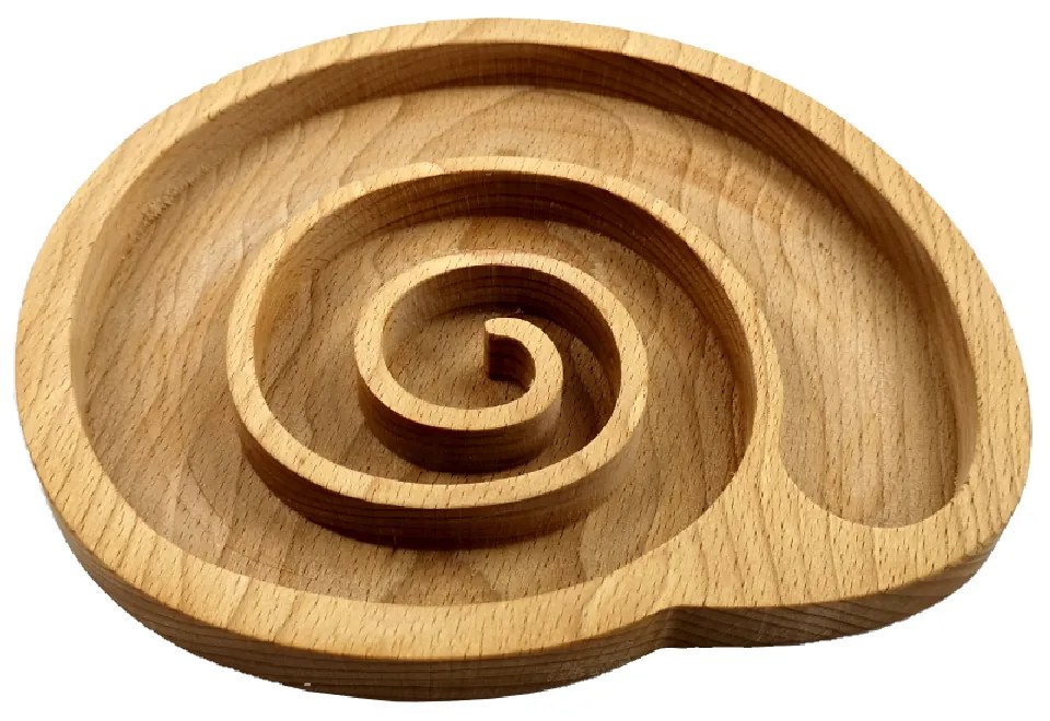 AMADEA Drevená miska v tvare ulity, masívne drevo, rozmer 22,5x20,5x2 cm